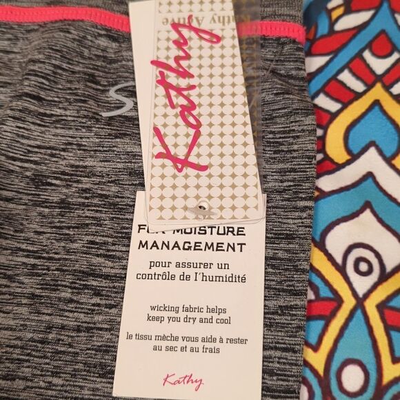 NWT L/ XL gray and pink workout capris - Picture 3 of 3